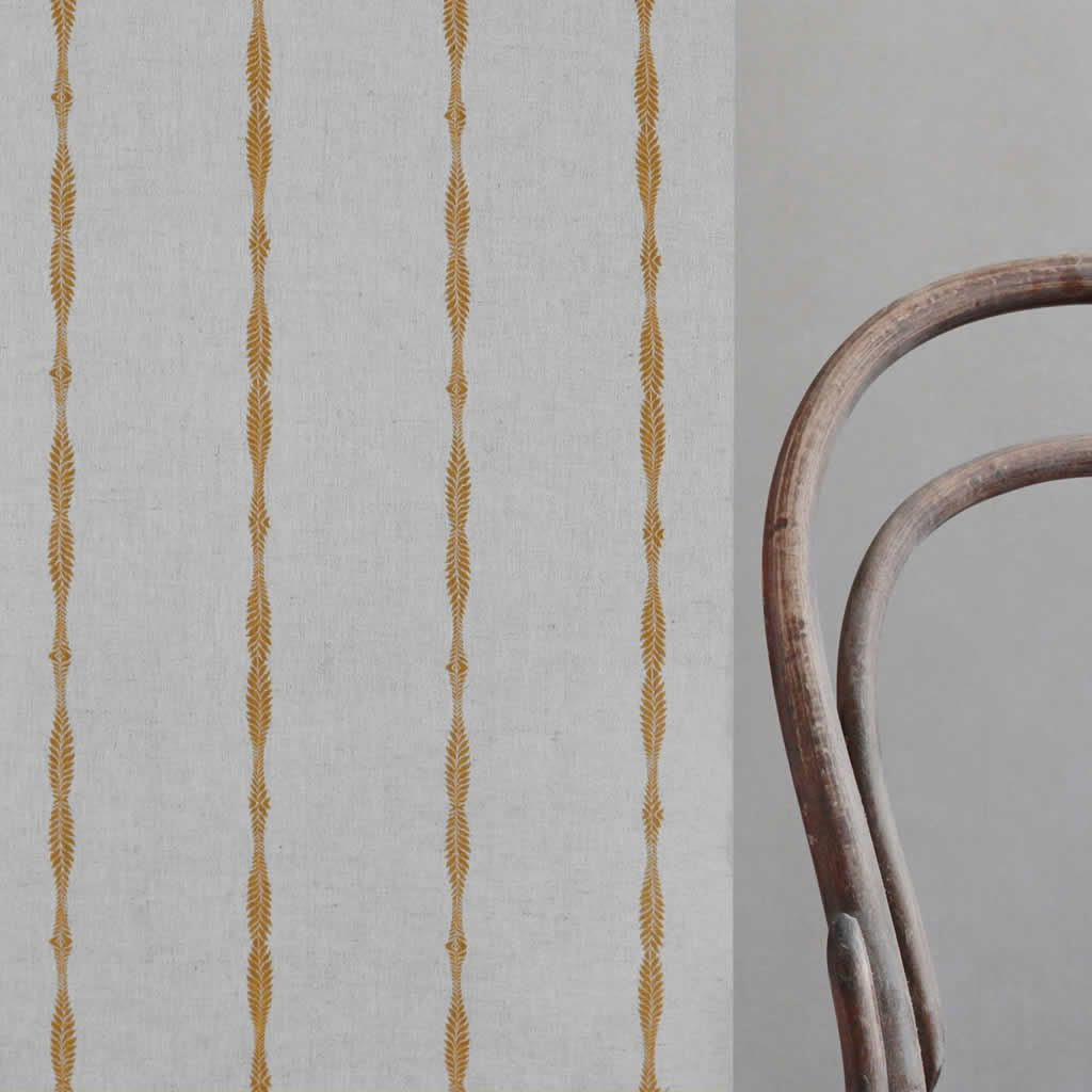Irina Gold Ochra - Curtain fabric with Orange Yellow abstract print
