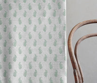 Lena Jade Mist - Curtain fabric with Green botanical print
