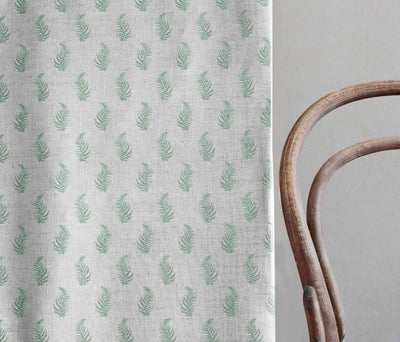 Lena Jade Mist - Curtain fabric with Green botanical print