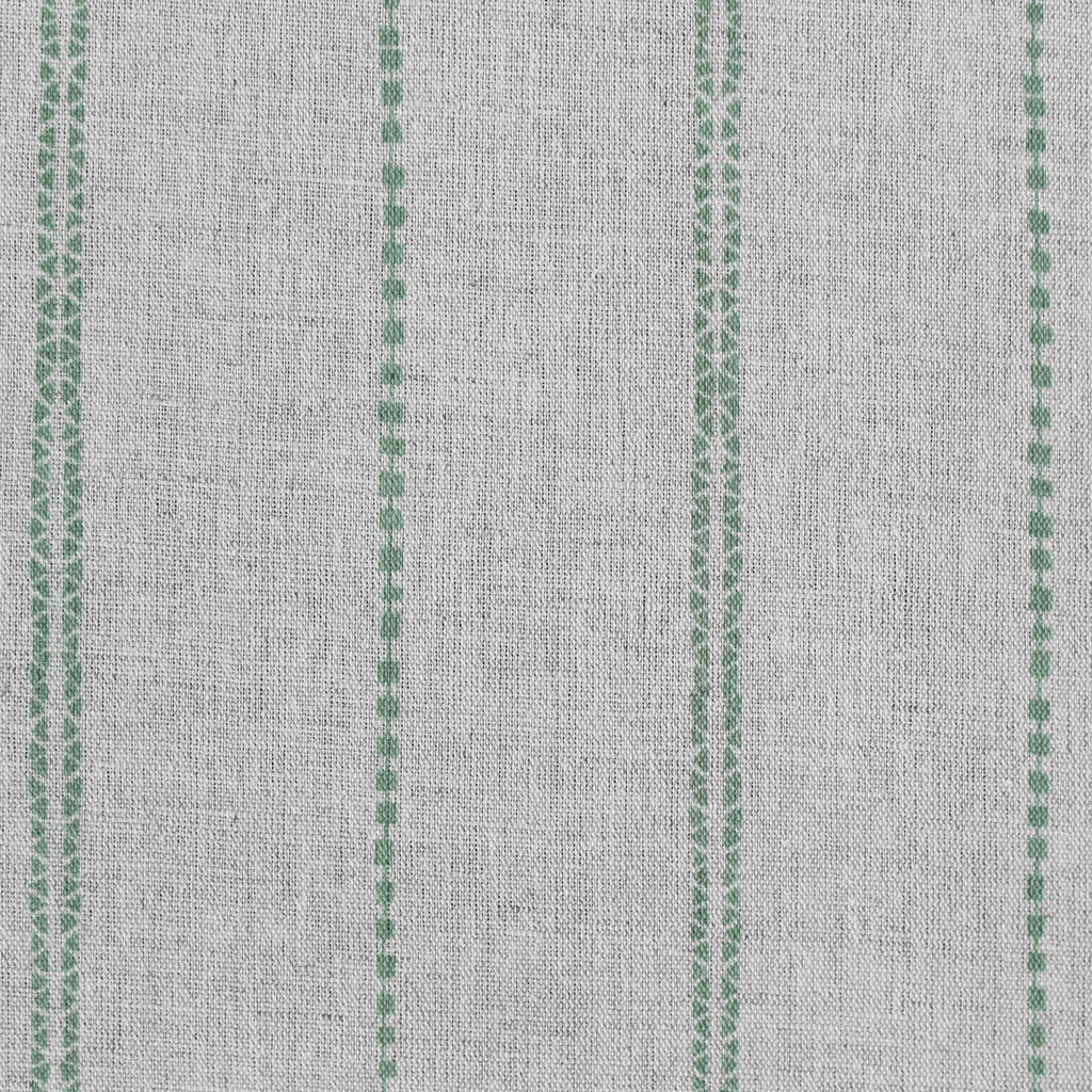 Inga-NAT Jade Mist - Natural fabric with Green decorative stripes, Linen Cotton mix