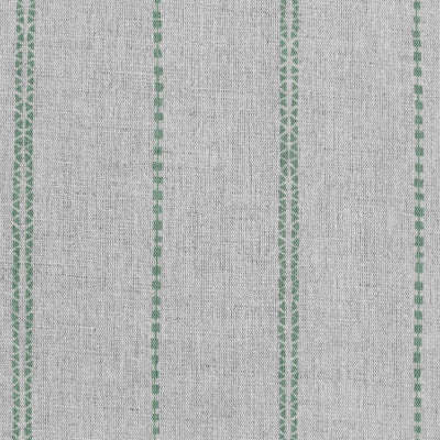 Inga-NAT Jade Mist - Natural fabric with Green decorative stripes, Linen Cotton mix