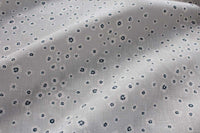Janika Ink - Linen curtain fabric - Dark Blue flower print on Grey background