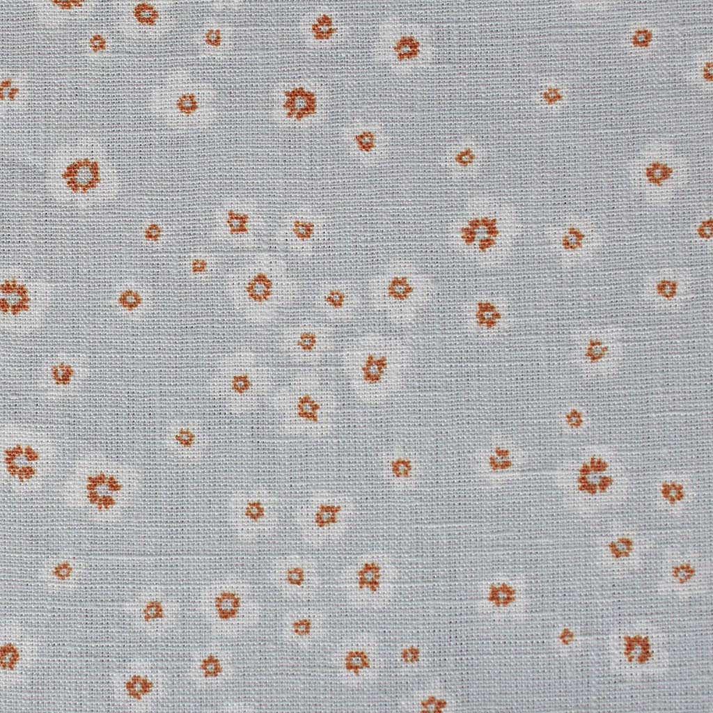 Janika Tangerine - Linen curtain fabric - Orange flower print on Grey background