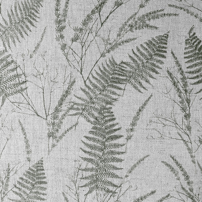 Fernia Khaki - Linen Fabric for curtains with Green pattern. Close Up Photo