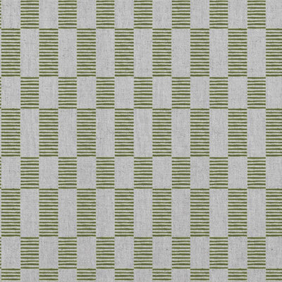 Sunni Khaki - Natural curtain fabric with Green Checkered print