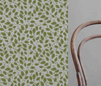 Goldie Khaki  - Natural curtain fabric with Green botanical print