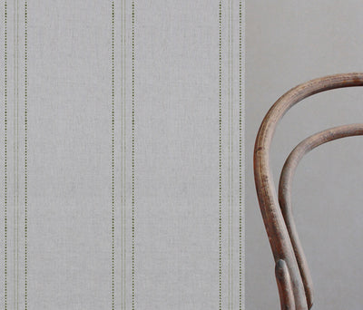 Reyna Khaki - Natural fabric with Dotted Striped Green print