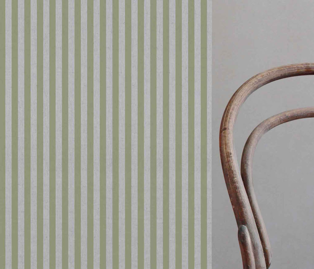 Liliana Khaki-NAT - striped green patterned fabric for curtains and blinds