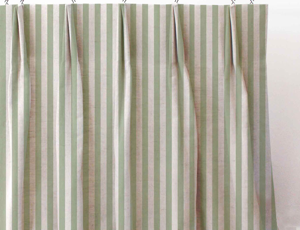 Liliana Khaki-NAT - striped green patterned fabric for curtains and blinds