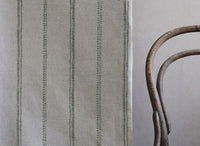 Rae Khaki - Curtain fabric with green hand drawn stripes