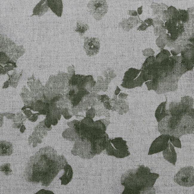 Rose Khaki - Natural curtain fabric, Green floral pattern