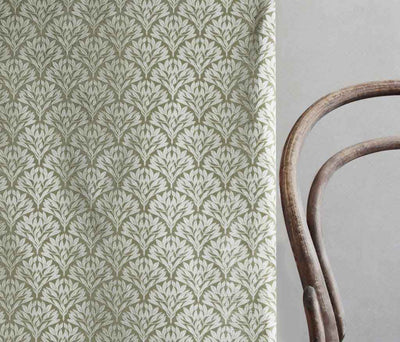 Birna Khaki - Patterned fabric with Green botanical print