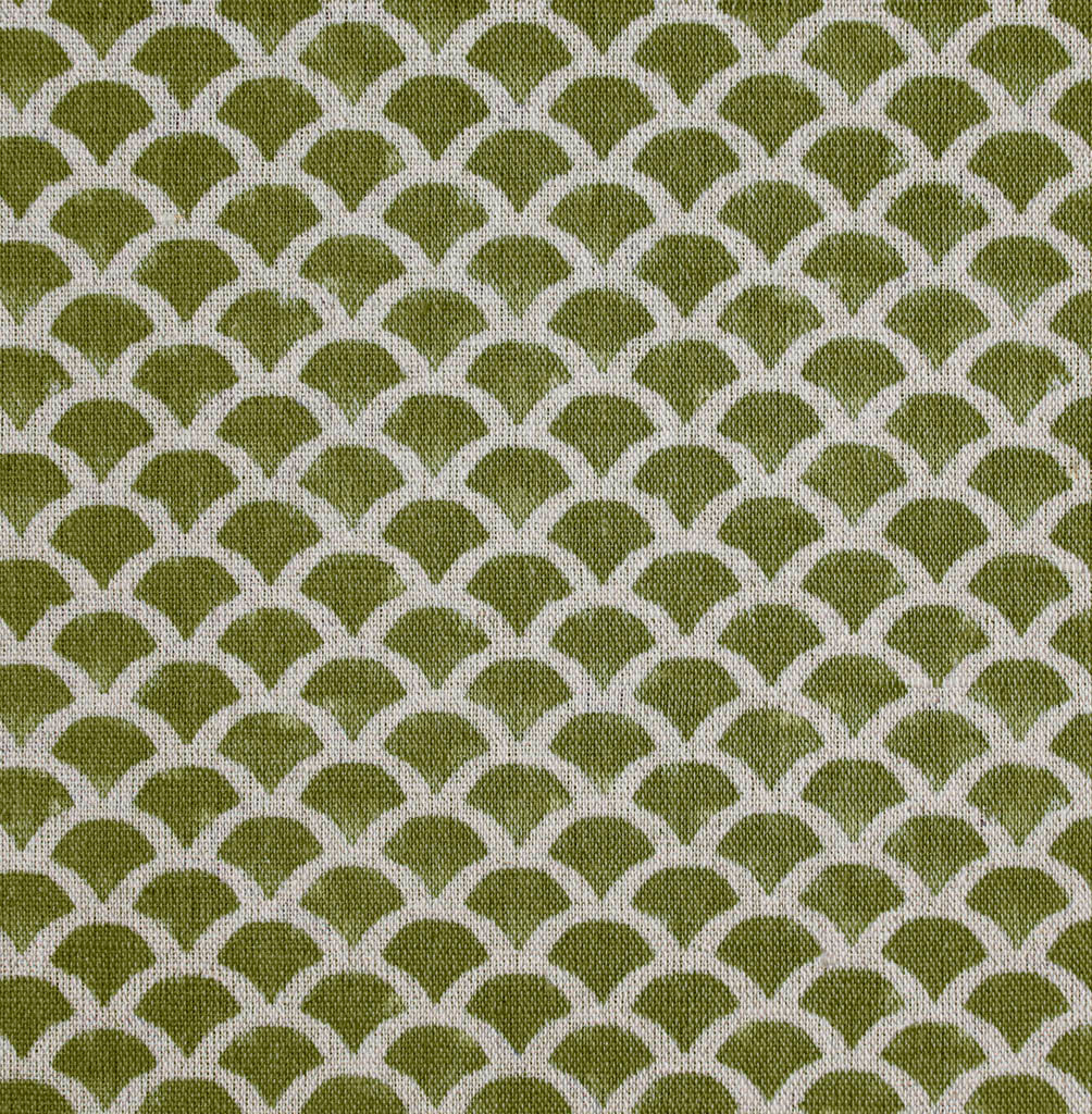 Erle Khaki - Natural curtain fabric, Green contemporary print