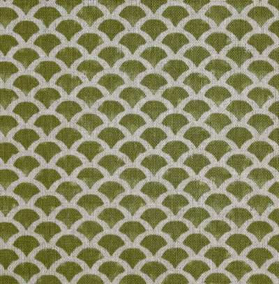 Erle Khaki - Natural curtain fabric, Green contemporary print