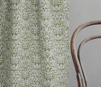 Jasmi Khaki - Curtain fabric with Green abstract print