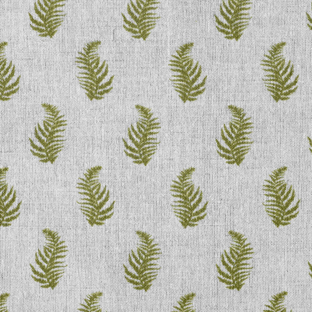 Lena Khaki - Curtain fabric with Green botanical print