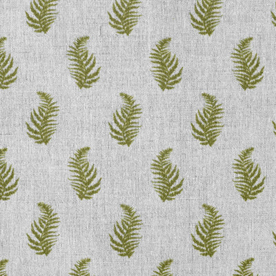 Lena Khaki - Curtain fabric with Green botanical print