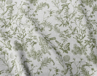 Marianne-INV Khaki - Curtain fabric with Green botanical print