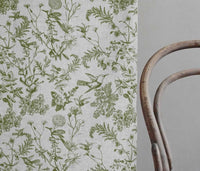 Marianne-INV Khaki - Curtain fabric with Green botanical print