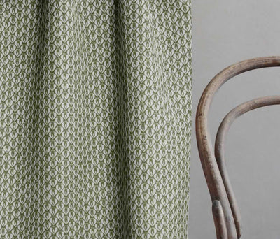 Mimosa Khaki - Curtain fabric with Green abstract print