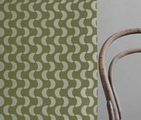 Naja Khaki - Curtain fabric with Green abstract print