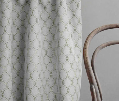 Sara-NAT Khaki - Curtain fabric with Green abstract print