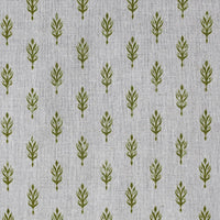 Sariann Khaki - Curtain fabric with Green botanical print