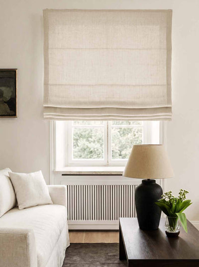 Light Natural Made to measure linen roman blind - Cotton Lined. Greta Light Natural.