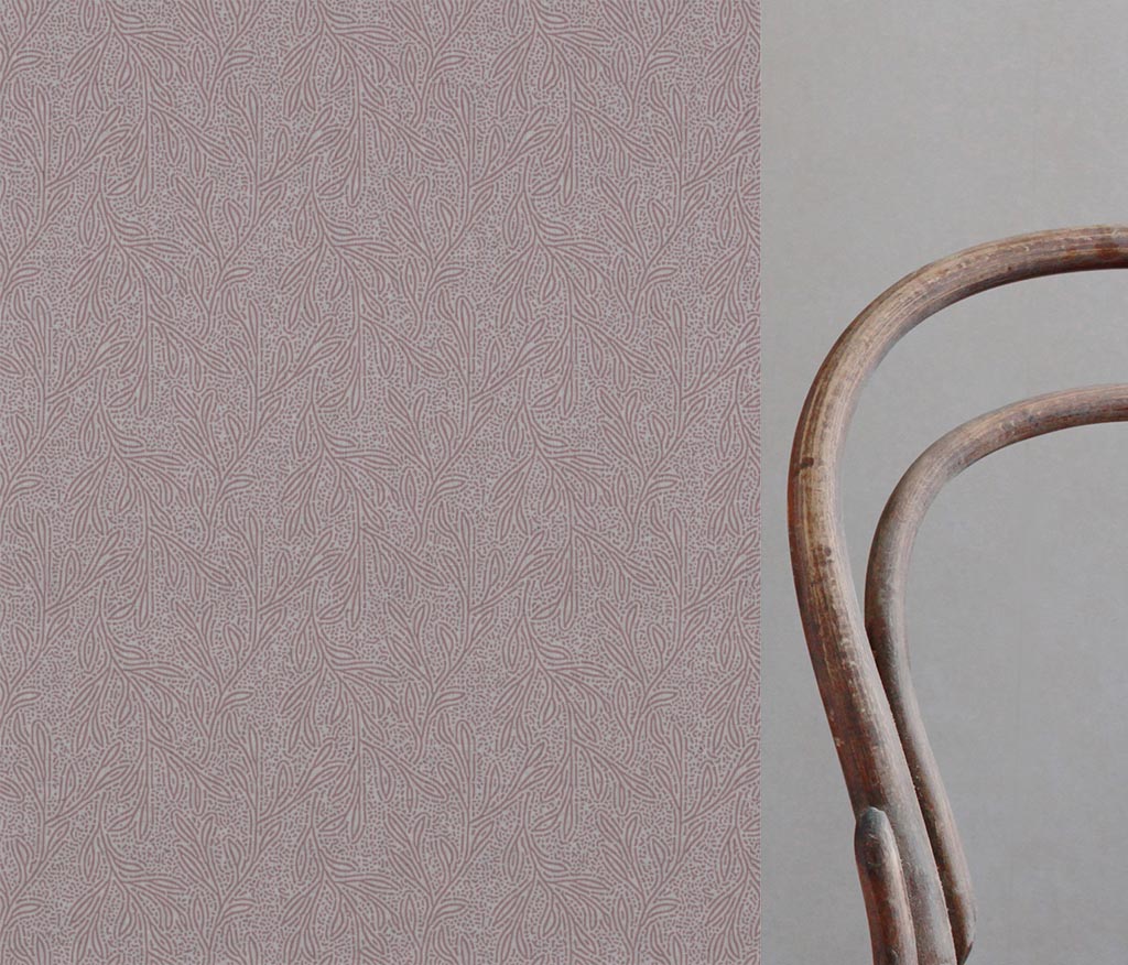 Pink Patterned Linen Curtain Fabric - Alma Dusty Pink - Natural base fabric