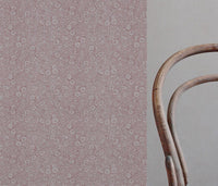 Pink Floral Linen Curtain Fabric - Cheye Dusty Pink - Natural base fabric.