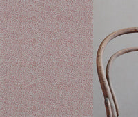 Red Abstract Linen Curtain Fabric - Freeda Crimson Red - Natural base fabric.