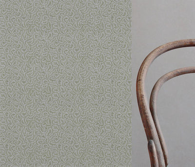 Green Abstract Linen Curtain Fabric - Freeda Khaki - Natural base fabric.