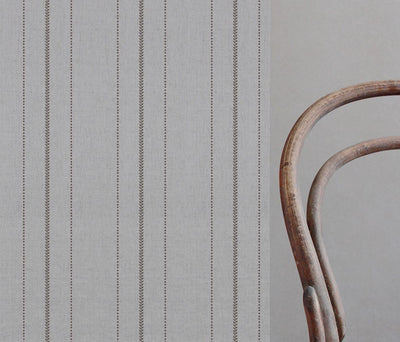 Brown Patterned Linen Curtain Fabric - Inari Umbre - Natural base fabric.