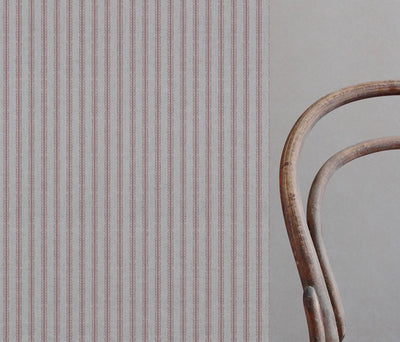 Pink Striped Linen Curtain Fabric - Kamillah Dusty Pink - Natural base fabric.