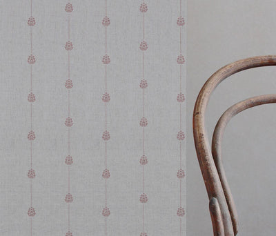 Pink Patterned Stripe Linen Curtain Fabric - Maybel Dusty Pink - Natural base fabric.