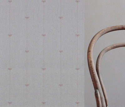 Pink Striped Linen Curtain Fabric - Mimmi Dusty Pink - Natural base fabric.