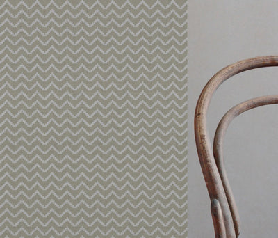Neutral / Brown Patterned Linen Curtain Fabric - Azig Taupe Mist - Natural base fabric.