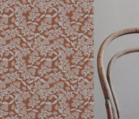 Orange Floral Linen Curtain Fabric - Dagmar-INV Pumpkin - Natural base fabric.