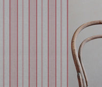 Pink Striped Linen Curtain Fabric - Freja Sweetpea - Natural base fabric.