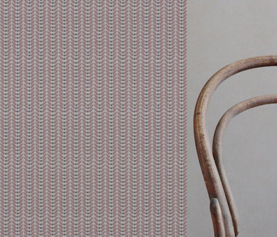 Pink Patterned Linen Curtain Fabric - Hulda Dusty Pink - Natural base fabric.