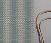 Green / Orange Patterned Linen Curtain Fabric - Hulda Sage Ochre - Natural base fabric.