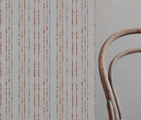 Orange Patterned Linen Curtain Fabric - Pearls Burnt Orange - Natural base fabric.