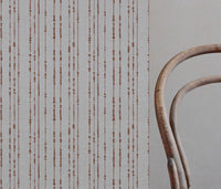 Orange Patterned Linen Curtain Fabric - Pearls Terracotta - Natural base fabric.