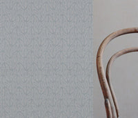 Blue Patterned Linen Fabric - Pia Marine - Natural base fabric.