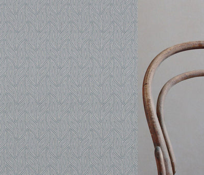 Blue Patterned Linen Fabric - Pia Marine - Natural base fabric.
