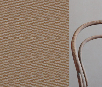 Orange Patterned Linen Curtain Fabric - Vera Tangerine - Natural base fabric.