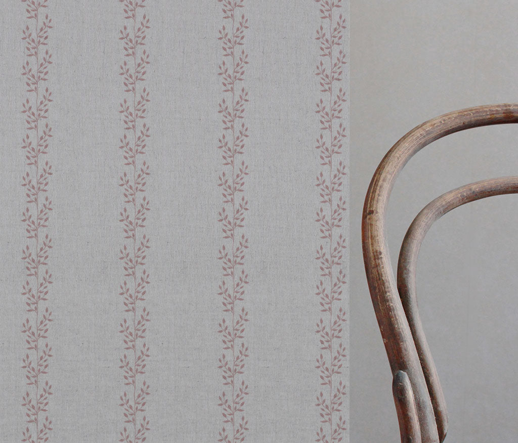Shena Dusty Pink - Natural fabric with botanical Pink print