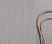 Pink Floral Stripe Linen Curtain Fabric - Silvian Dusty Pink - Natural base fabric.