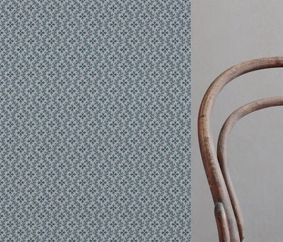 Blue Abstract Linen Curtain Fabric - Unica Blue Stone - Natural base fabric.