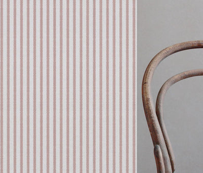 Pink Patterned Linen Curtain Fabric - Fionna Peony-WHT - White base fabric.